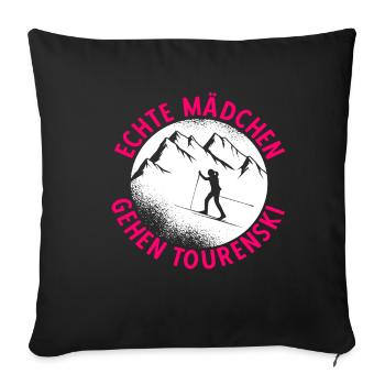 Tourenski Bergsteigen Wandern Geschenk Skitour Tou - Sofakissenbezug 45 x 45 cm - Schwarz - Vorne