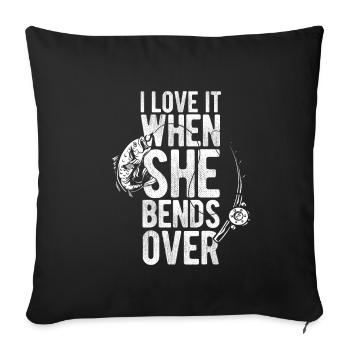 J’adore quand elle se penche ! Pêcheur, Nature, Pêche - Housse de coussin décorative 45 x 45 cm - noir - Devant
