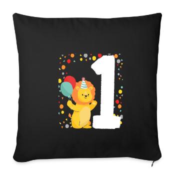 1st Birthday Children's Birthday Kindergarten Tierfa - Sofa pillowcase 17,3'' x 17,3'' (45 x 45 cm) - black - Front