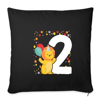 2nd Birthday Children's Birthday Kindergarten Tierfa - Sofa pillowcase 17,3'' x 17,3'' (45 x 45 cm) - black - Front