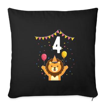 4th Birthday Children's Birthday Kindergarten Tierfa - Sofa pillowcase 17,3'' x 17,3'' (45 x 45 cm) - black - Front
