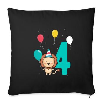 4th Birthday Children's Birthday Kindergarten Tierfa - Sofa pillowcase 17,3'' x 17,3'' (45 x 45 cm) - black - Front