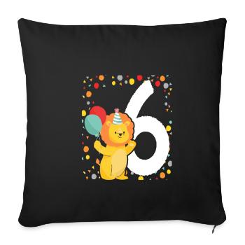 6th Birthday Children's Birthday Kindergarten Tierfa - Sofa pillowcase 17,3'' x 17,3'' (45 x 45 cm) - black - Front