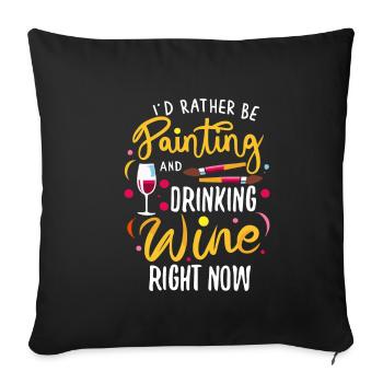 I'd rather be painting - Sofa pillowcase 17,3'' x 17,3'' (45 x 45 cm) - black - Front