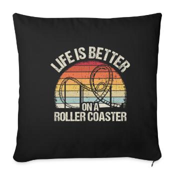 Achterbahn Roller Coaster Spaß Fun Freizeitpark Li - Sofakissenbezug 45 x 45 cm - Schwarz - Vorne