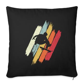 Skateboard Skateboarding Skater Vintage Retro Boar - Housse de coussin décorative 45 x 45 cm - noir - Devant