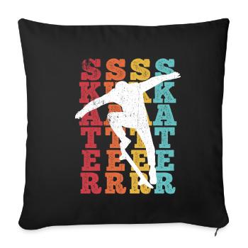 Skateboard Skateboarding Skater Vintage Retro Boar - Housse de coussin décorative 45 x 45 cm - noir - Devant