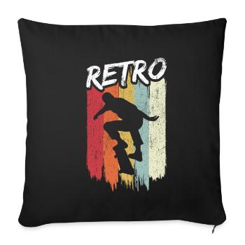 Skateboard Skateboarding Skater Vintage Retro Boar - Housse de coussin décorative 45 x 45 cm - noir - Devant