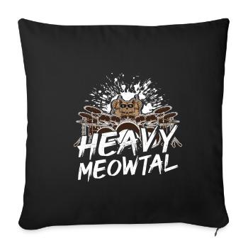 Heavy Meowtal Katze Heavy Metal Rock Headbanger Ca - Sofakissenbezug 45 x 45 cm - Schwarz - Vorne