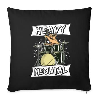 Heavy Meowtal Katze Heavy Metal Rock Headbanger Ca - Sofakissenbezug 45 x 45 cm - Schwarz - Vorne