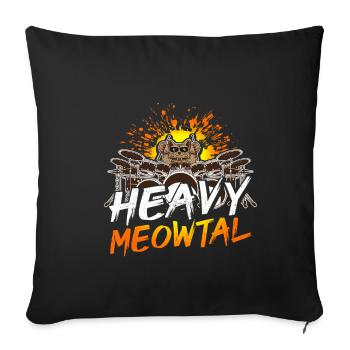 Heavy Meowtal Cat Heavy Metal Rock Cat Drums - Sofa pillowcase 17,3'' x 17,3'' (45 x 45 cm) - black - Front