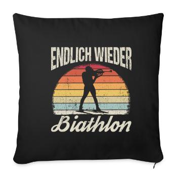 Finally Biathlon Winter Sports Snow Biathle - Sofa pillowcase 17,3'' x 17,3'' (45 x 45 cm) - black - Front
