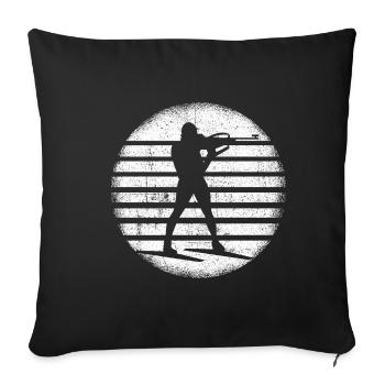 Biathlon Rétro Sports d’hiver Biathlète Cross Country - Housse de coussin décorative 45 x 45 cm - noir - Devant