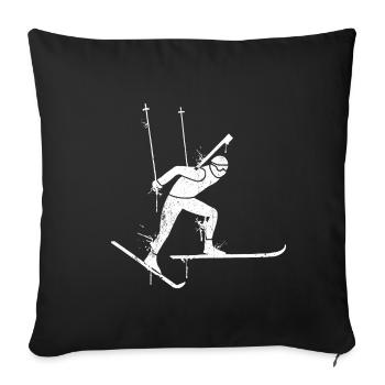 Biathlon Coloré Sports D’hiver Biathlète Cross Country S - Housse de coussin décorative 45 x 45 cm - noir - Devant