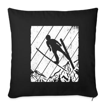 Ski Jumping Retro Ski Flying Ski Holiday Sport Ski S - Sofa pillowcase 17,3'' x 17,3'' (45 x 45 cm) - black - Front