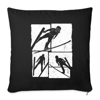 Ski Jumping Retro Ski Flying Winter Sports Ski Jumping - Sofa pillowcase 17,3'' x 17,3'' (45 x 45 cm) - black - Front