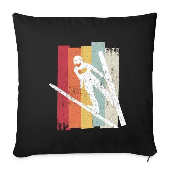 Ski Jumping Retro Ski Flying Winter Sports Ski Jumping - Sofa pillowcase 17,3'' x 17,3'' (45 x 45 cm) - black - Front