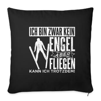 Saut à ski Compétition de vol à ski Sports d’hiver Skisp - Housse de coussin décorative 45 x 45 cm - noir - Devant