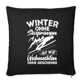 Ski Jumping Ski Flying Competition Winter Sports Skisp - Sofa pillowcase 17,3'' x 17,3'' (45 x 45 cm) - black - Front