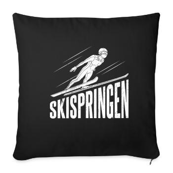 Saut à ski Vol à ski Vacances à ski Sports d’hiver Ski S - Housse de coussin décorative 45 x 45 cm - noir - Devant