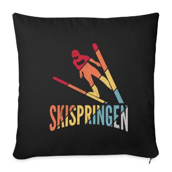 Saut à ski Vol à ski Vacances à ski Sports d’hiver Ski S - Housse de coussin décorative 45 x 45 cm - noir - Devant