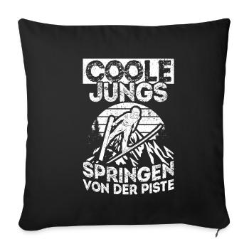 Cool Guys Jumping Off The Slopes Ski Holiday Skisp - Sofa pillowcase 17,3'' x 17,3'' (45 x 45 cm) - black - Front