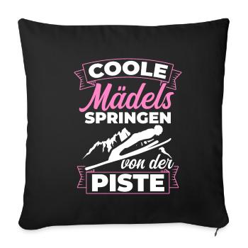 Saut à ski Compétition de vol à ski Sports d’hiver Skisp - Housse de coussin décorative 45 x 45 cm - noir - Devant