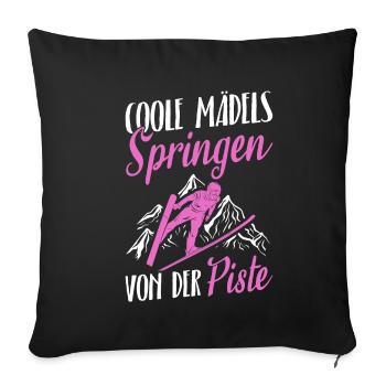 Saut à ski Compétition de vol à ski Sports d’hiver Skisp - Housse de coussin décorative 45 x 45 cm - noir - Devant