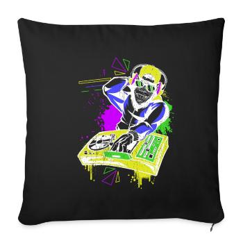 DJ Monkey Music Party Fun Lunettes De Soleil Monkey Headph - Housse de coussin décorative 45 x 45 cm - noir - Devant