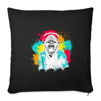 DJ Monkey Music Party Fun Lunettes De Soleil Monkey Headph - Housse de coussin décorative 45 x 45 cm - noir - Devant