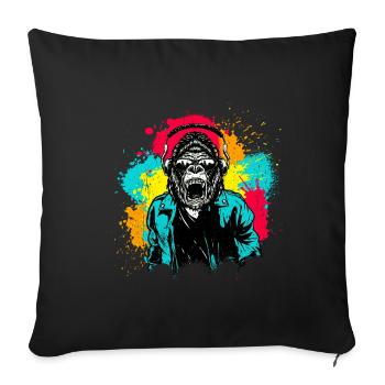 DJ Monkey Music Party Fun Sunglasses Dance Party M - Sofa pillowcase 17,3'' x 17,3'' (45 x 45 cm) - black - Front