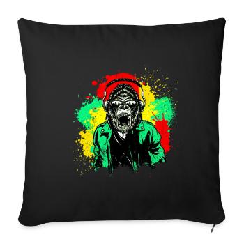 DJ Monkey Music Party Fun Sunglasses Monkey Headph - Sofakissenbezug 45 x 45 cm - Schwarz - Vorne