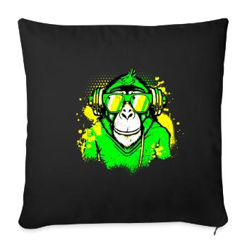 DJ Monkey Music Party Fun Sunglasses Dance Party M - Sofa pillowcase 17,3'' x 17,3'' (45 x 45 cm) - black - Front