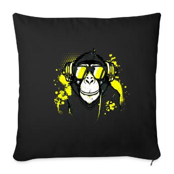 DJ Monkey Music Party Fun Sunglasses Fun Dancing C - Sofa pillowcase 17,3'' x 17,3'' (45 x 45 cm) - black - Front
