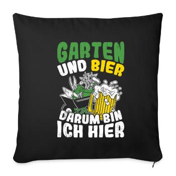 jardinier bière boire bière bière bière pong houblon alcool - Housse de coussin décorative 45 x 45 cm - noir - Devant