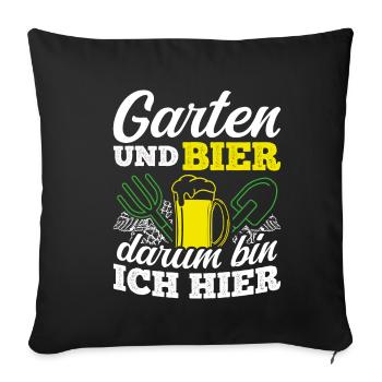 jardinier bière boire bière bière bière pong houblon alcool - Housse de coussin décorative 45 x 45 cm - noir - Devant