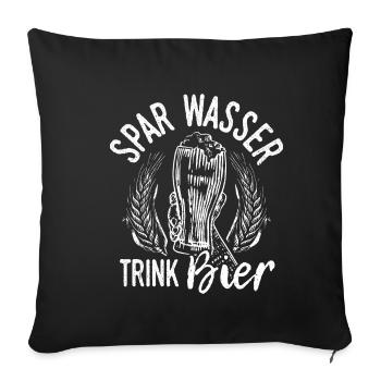 Spar Eau Boire Bière Bière Pong Alcool Fête Bière - Housse de coussin décorative 45 x 45 cm - noir - Devant