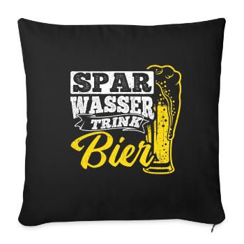 Spar Eau Boire Bière Bière Pong Alcool Fête Bière - Housse de coussin décorative 45 x 45 cm - noir - Devant