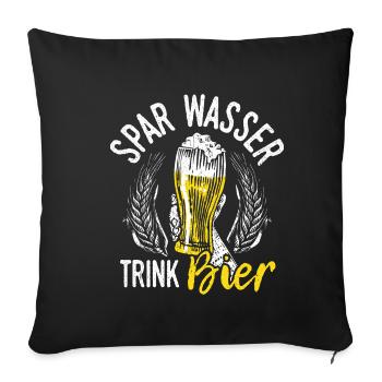Bière Boire de la bière Plaisir Beer Pong Houblon Boire Boire des boissons - Housse de coussin décorative 45 x 45 cm - noir - Devant