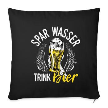 Bière Boire de la bière Plaisir Beer Pong Houblon Boire Boire des boissons - Housse de coussin décorative 45 x 45 cm - noir - Devant