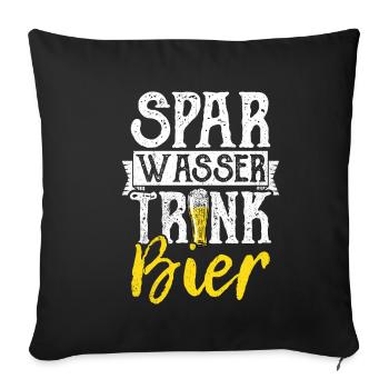 Bière Boire de la bière Plaisir Beer Pong Houblon Boire Boire des boissons - Housse de coussin décorative 45 x 45 cm - noir - Devant
