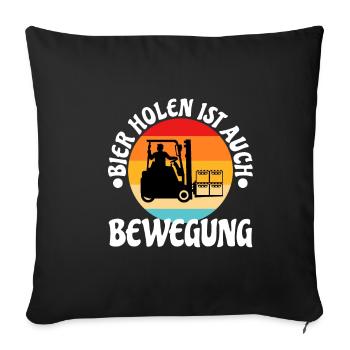 Bier holen ist auch Bewegung - Sofakissenbezug 45 x 45 cm - Schwarz - Vorne