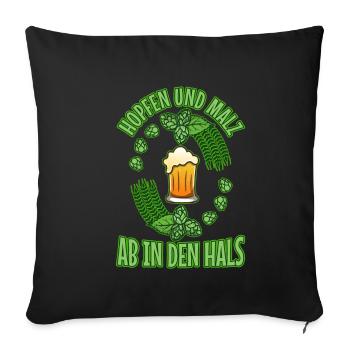 Hops and malt - Sofa pillowcase 17,3'' x 17,3'' (45 x 45 cm) - black - Front
