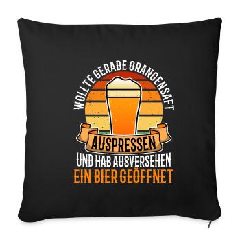 Squeezing orange juice accidentally opened beer - Sofa pillowcase 17,3'' x 17,3'' (45 x 45 cm) - black - Front