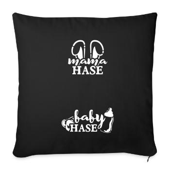 Maman Lapin Bébé Lapin Naissance Cadeau de Grossesse - Housse de coussin décorative 45 x 45 cm - noir - Devant