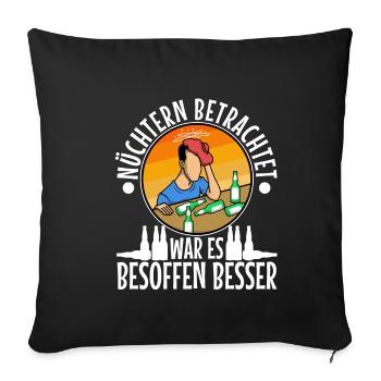 Turn alcohol into a headache - Sofa pillowcase 17,3'' x 17,3'' (45 x 45 cm) - black - Front