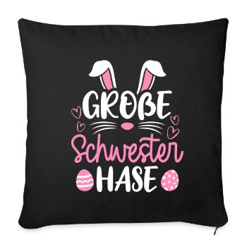 Grande soeur lapin de Pâques lapin famille Pâques Ges - Housse de coussin décorative 45 x 45 cm - noir - Devant