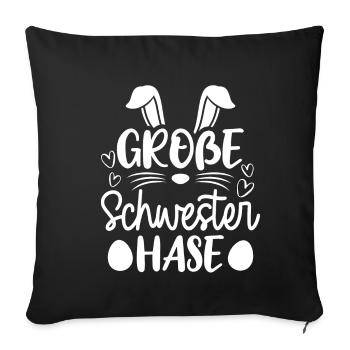 Grande Soeur Lapin Lapin de Pâques Tenue Familiale Est - Housse de coussin décorative 45 x 45 cm - noir - Devant