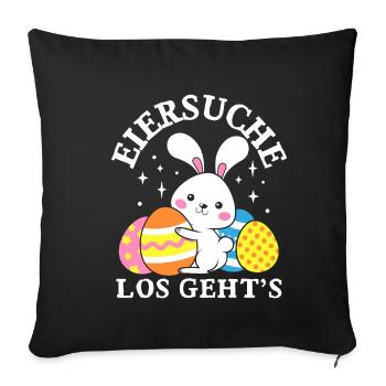 chasse aux œufs Let’s Go Lapin de Pâques de Pâques oeufs de Pâques Ge - Housse de coussin décorative 45 x 45 cm - noir - Devant