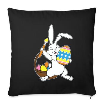 Lapin de Pâques peint oeuf de Pâques peinture chasse aux oeufs - Housse de coussin décorative 45 x 45 cm - noir - Devant